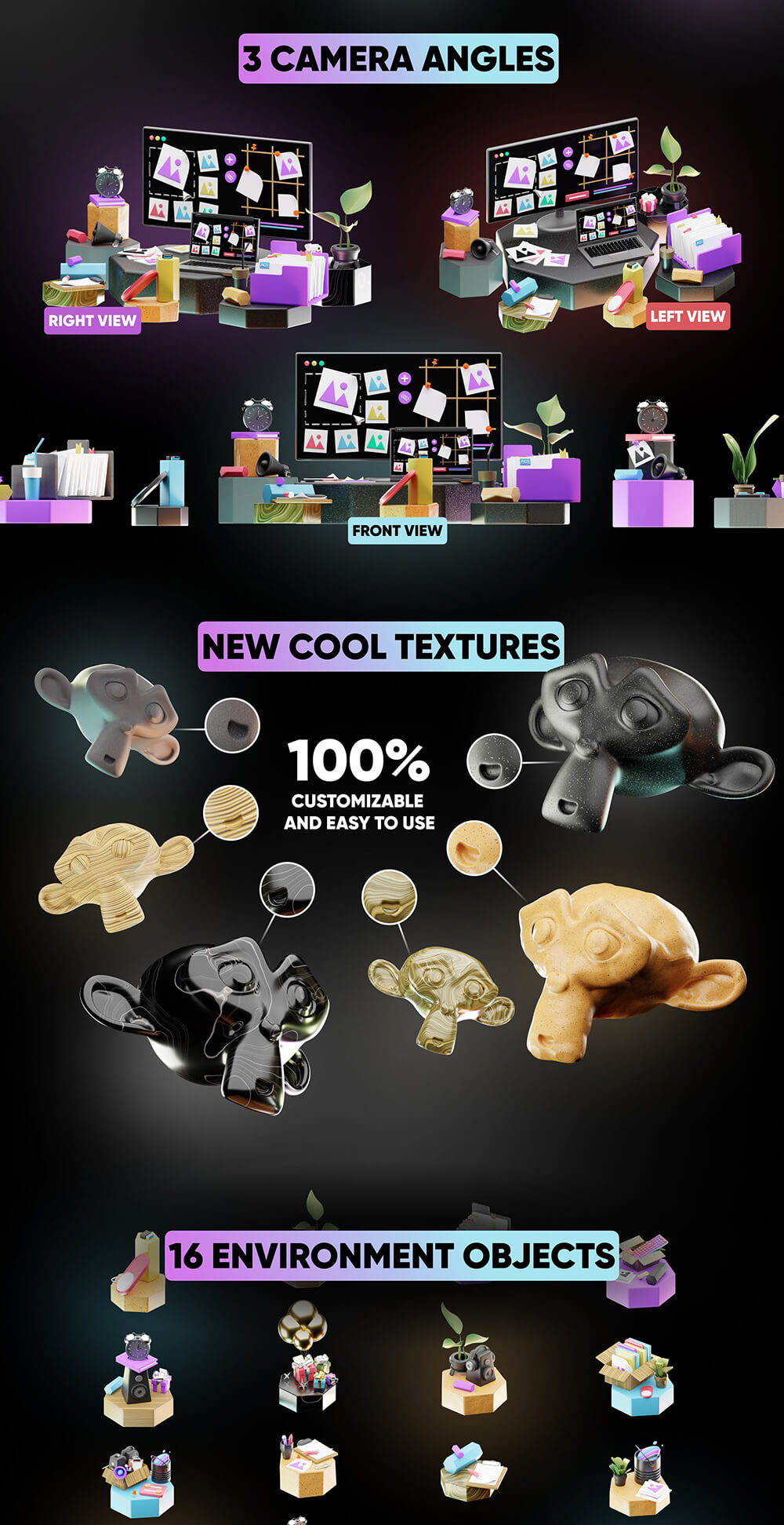 拖放式3D视觉设计系统插画 图标素材 sucaiwan.com