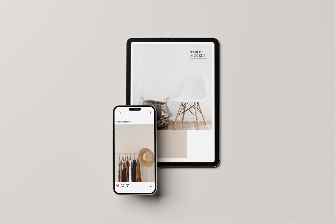 平板电脑和手机样机模板v1 Tablet & Phone Mockup V.1 样机素材 sucaiwan.com