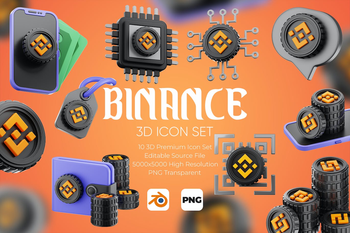 金融元素3D图标集 Binance 3D Icon Set 图标素材 sucaiwan.com