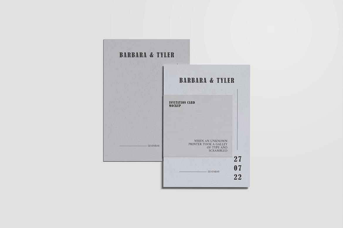 极简邀请函/卡设计样机 Minimalist Invitation Card Mockup 样机素材 sucaiwan.com