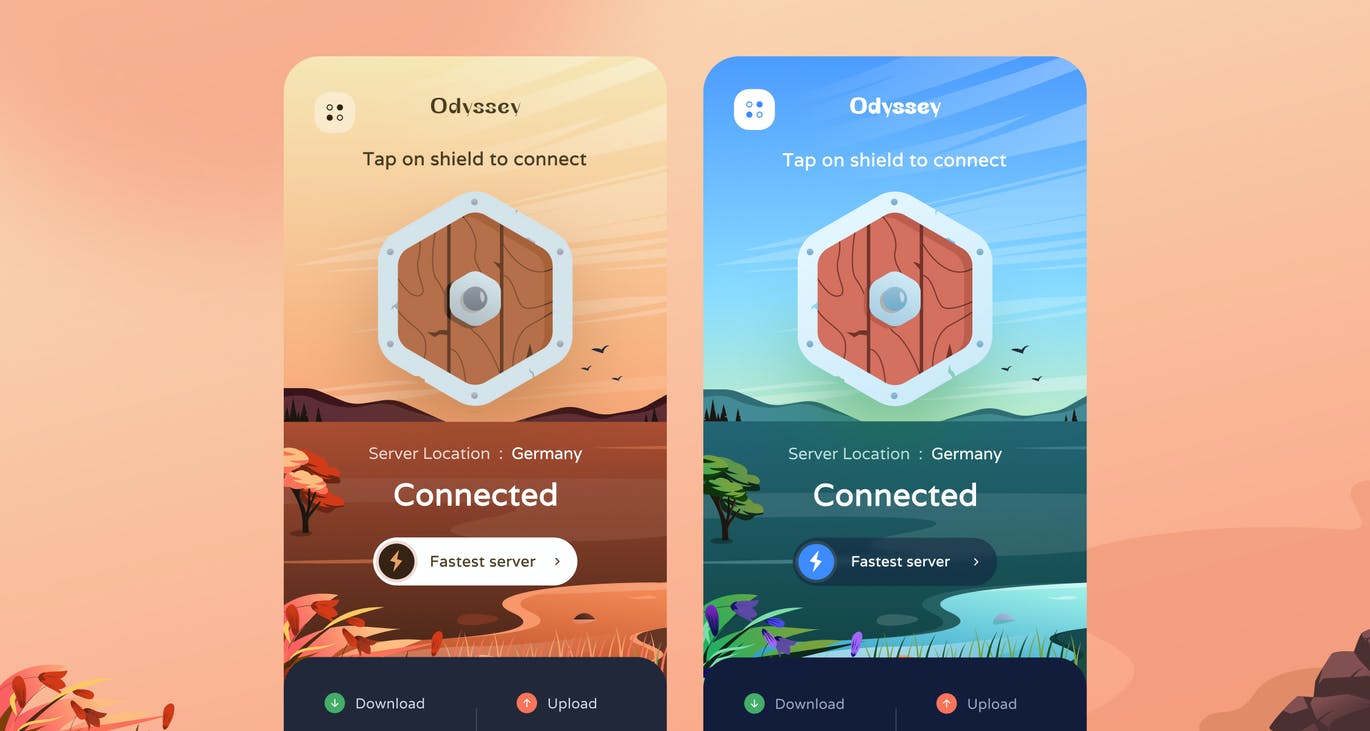 插画背景VPN App应用UI套件 VPN Illustration App APP UI sucaiwan.com
