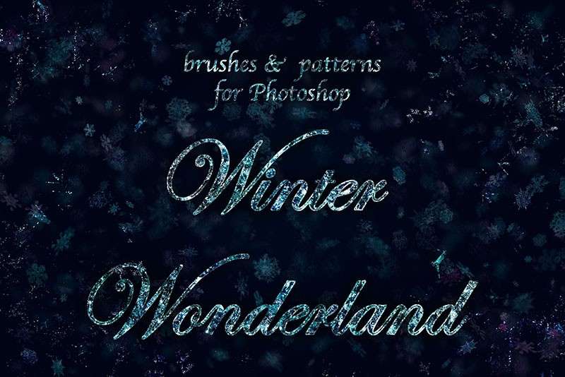 Photoshop雪花冰花笔刷和图案套装 笔刷资源 sucaiwan.com