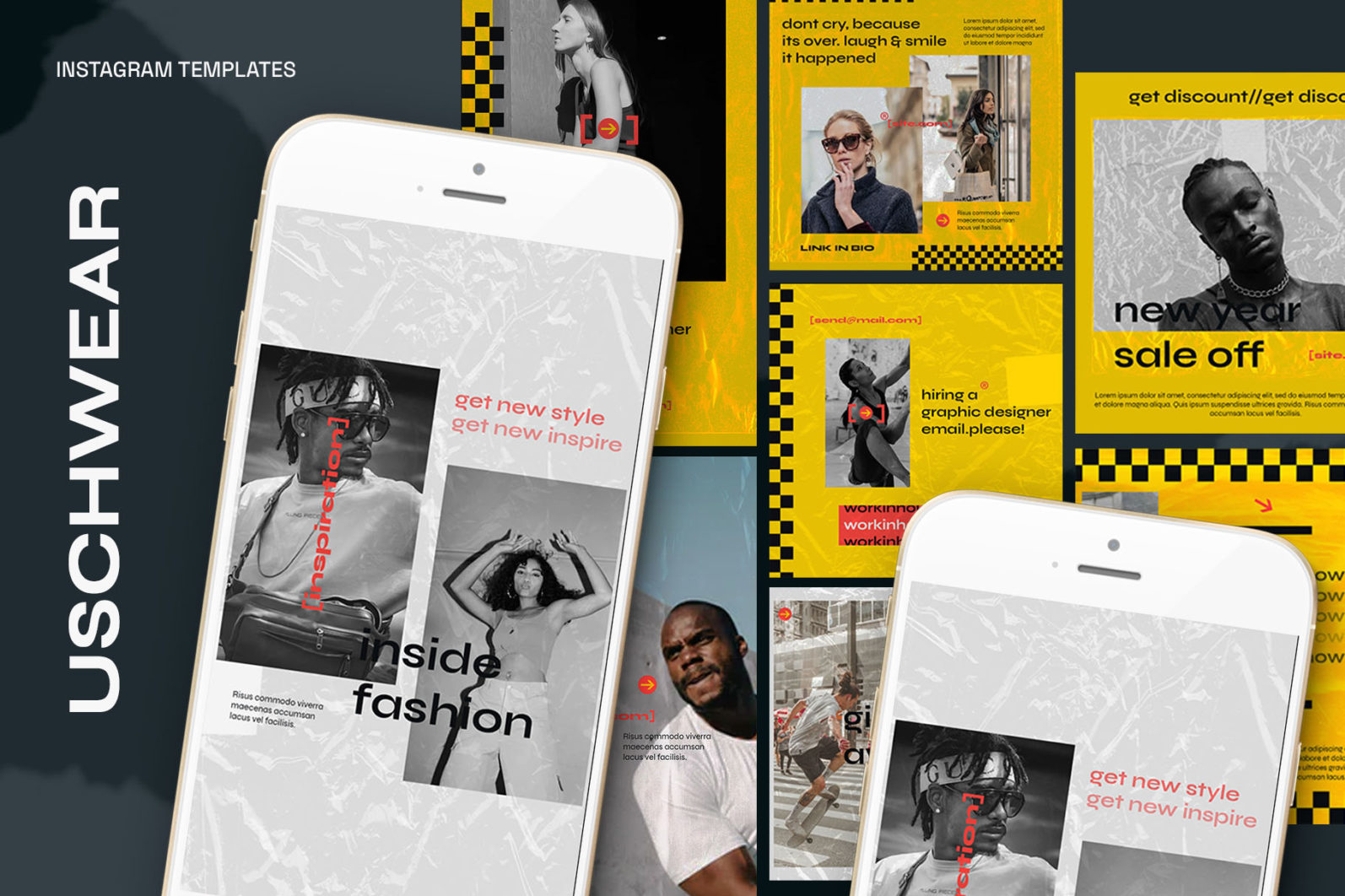 复古时尚广告竖屏社交媒体instagram模板PSD海报样机 样机素材 sucaiwan.com