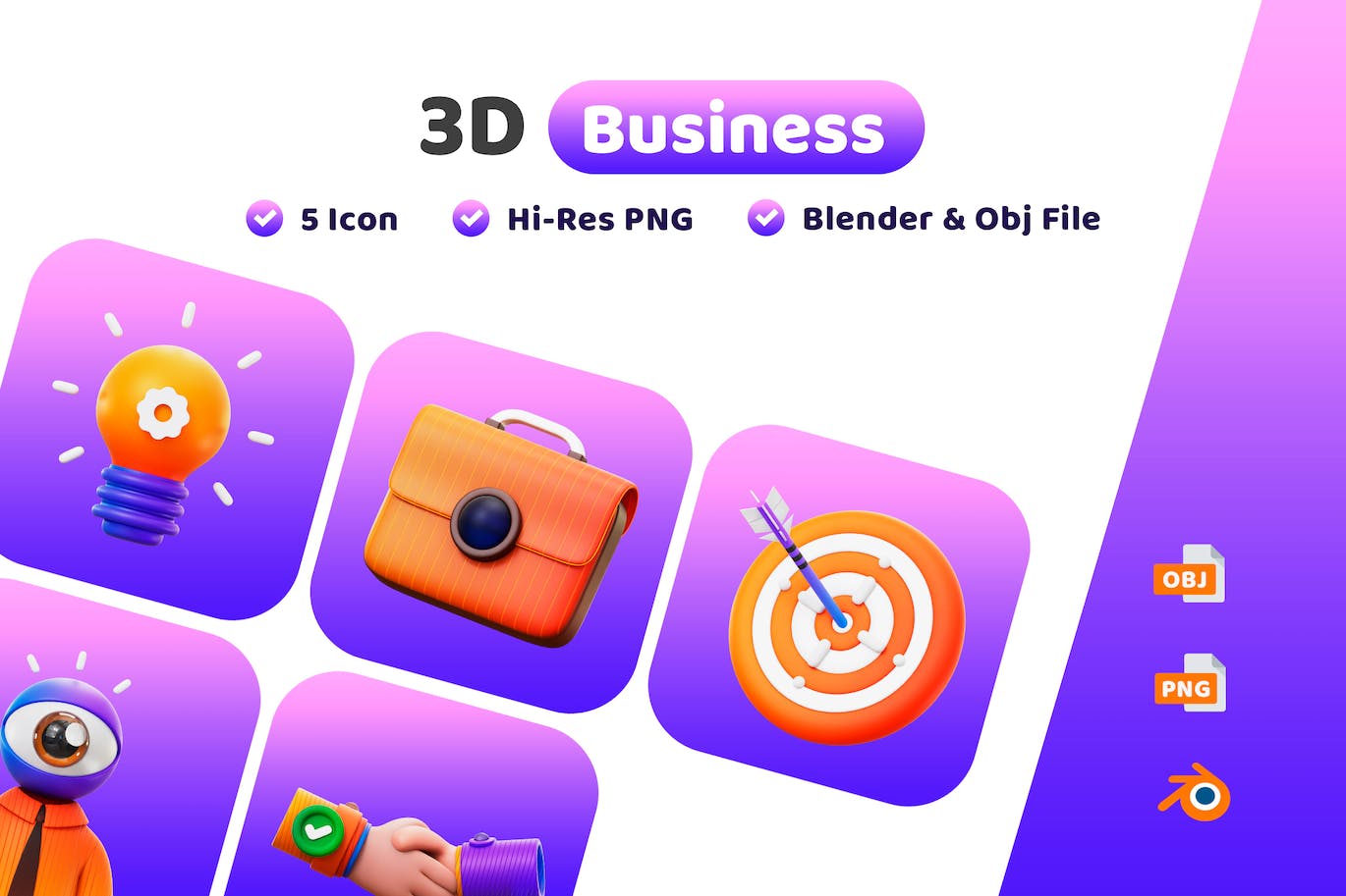 商业业务元素3D图标 Business 3D Icon 图标素材 sucaiwan.com