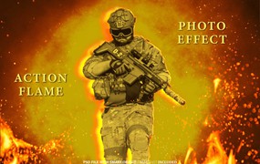 燃烧火焰照片效果PSD模板 Action Flame Photo Effect