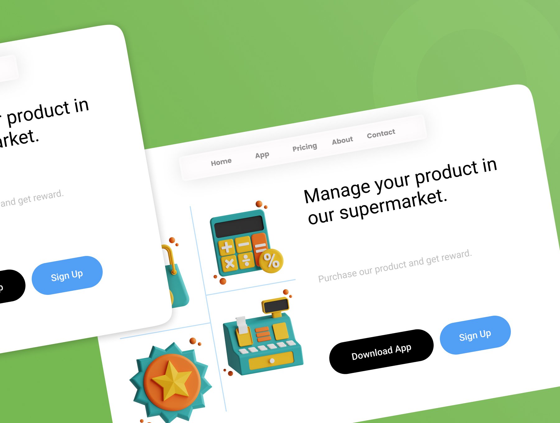 高质量三维渲染超市商场收银主题插画图标素材合辑 3D Supermarket 图标素材 sucaiwan.com