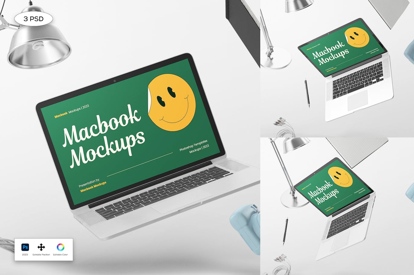 办公元素Macbook笔记本电脑样机 Macbook Office Desk Mockup 样机素材 sucaiwan.com