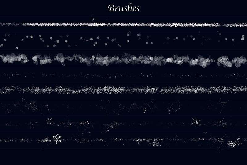 Photoshop雪花冰花笔刷和图案套装 笔刷资源 sucaiwan.com