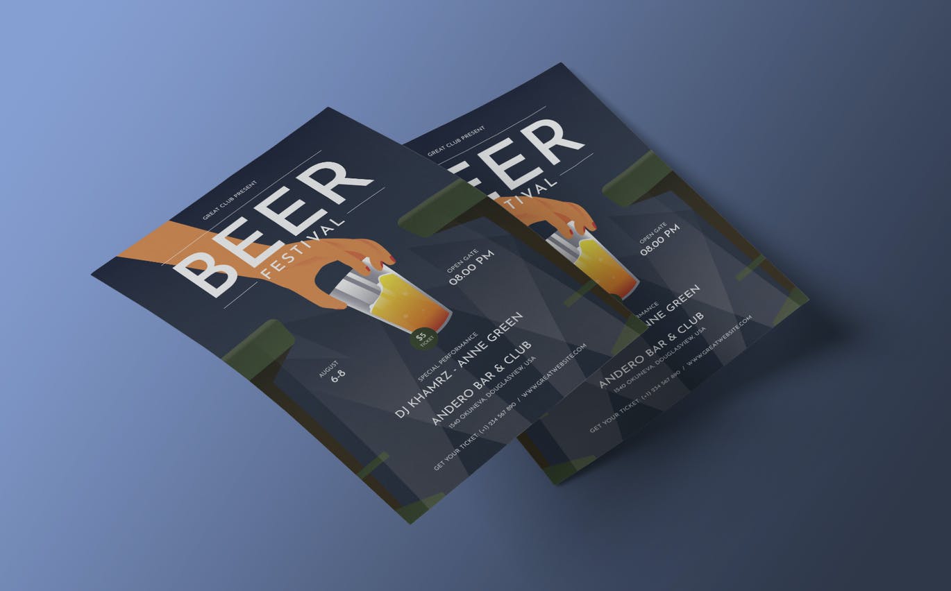 啤酒节海报传单设计模板 Beer Festival Flyer Template – Classic Art Deco 设计素材 sucaiwan.com