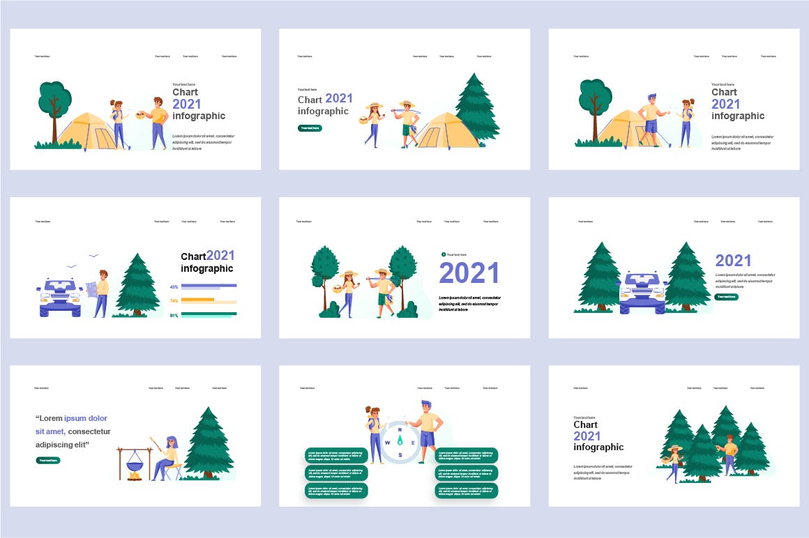 娱乐活动扁平插画数据可视化PPT动画幻灯片模板 Recreation Flat Illustration Powerpoint Template 幻灯图表 sucaiwan.com