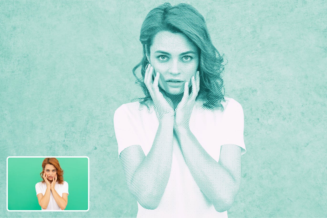 雕刻波浪特效照片效果PS动作 Engraving Waves Photoshop Action 插件预设 sucaiwan.com