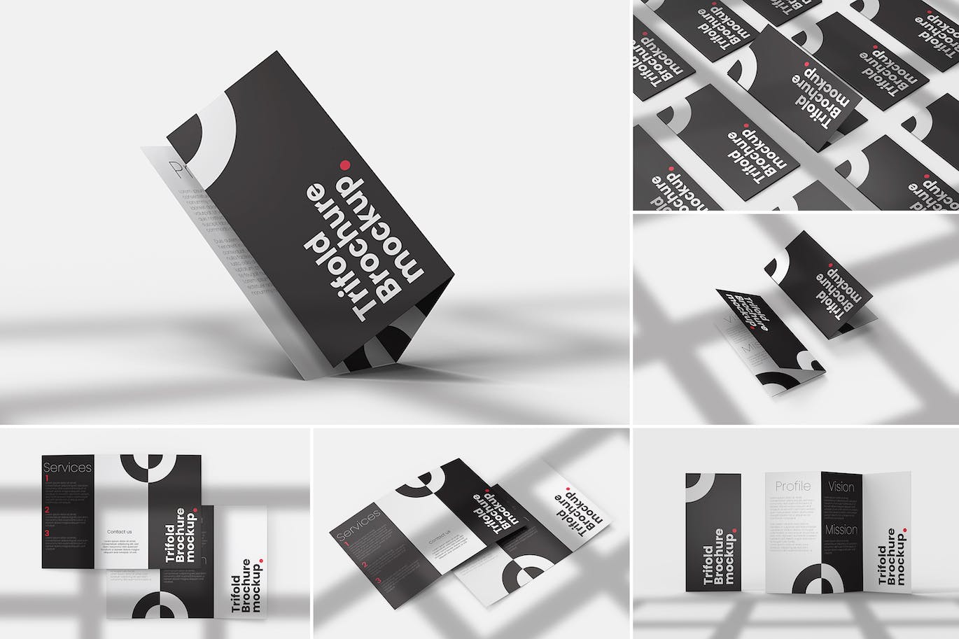 三折页宣传册设计样机PSD模板 Trifold Brochure Mockups PSD Template 样机素材 sucaiwan.com