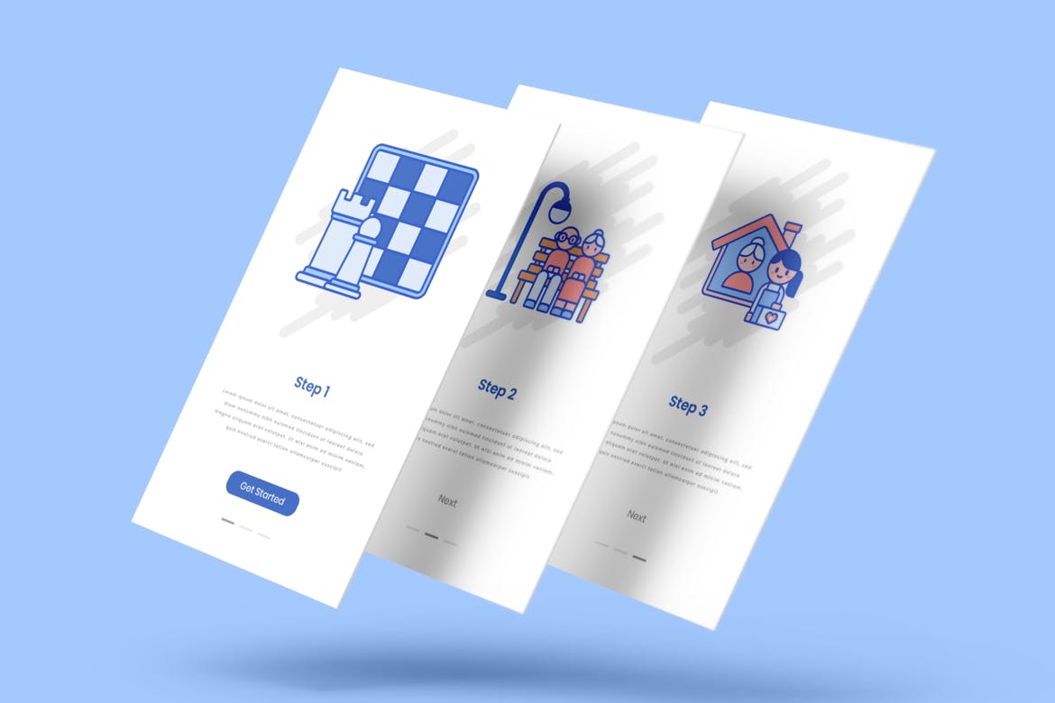80个靛蓝系列老年护理图标 80 Elderly Care Icons – Indigo Series 图标素材 sucaiwan.com