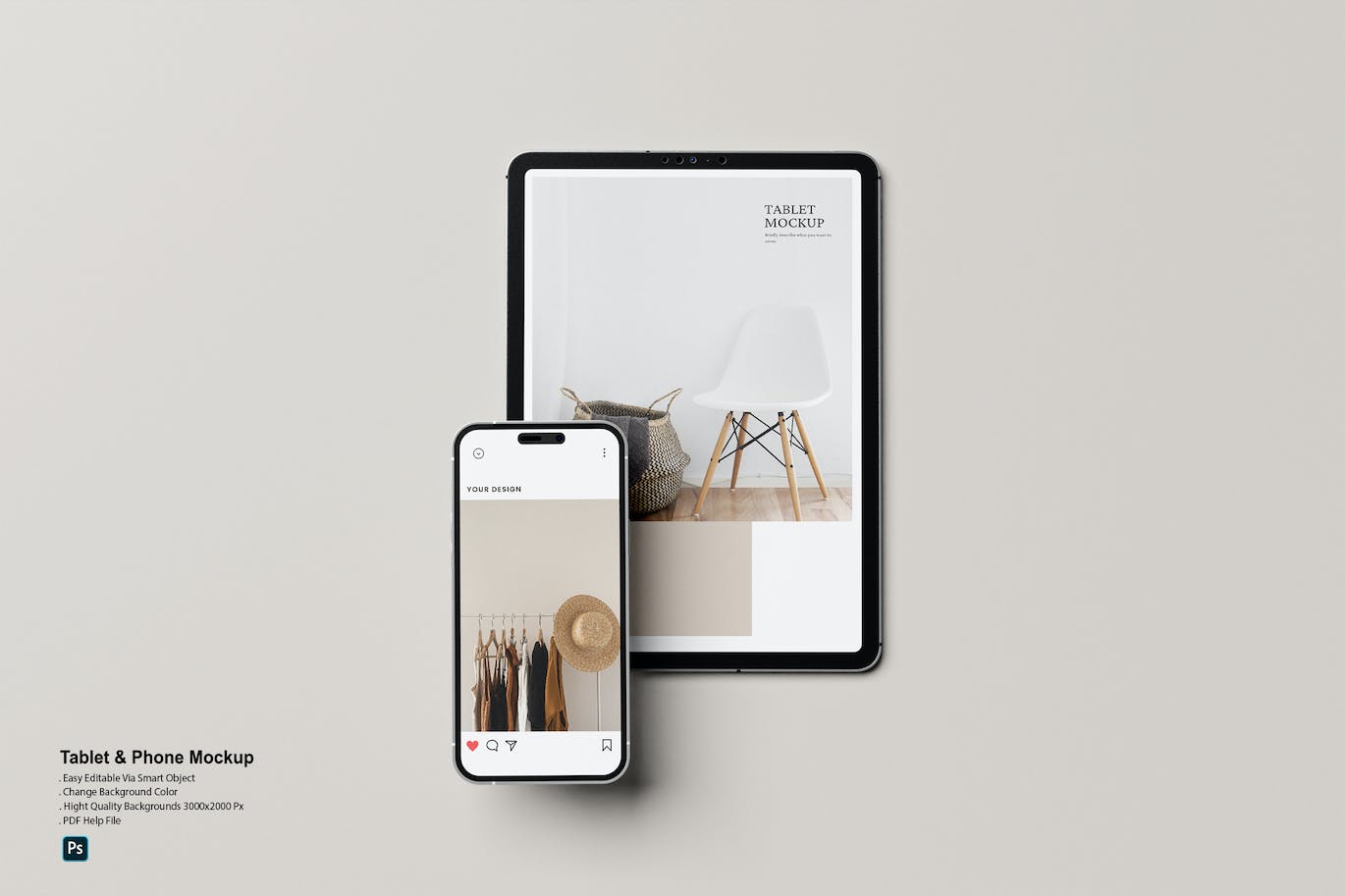 平板电脑和手机样机模板v1 Tablet & Phone Mockup V.1 样机素材 sucaiwan.com