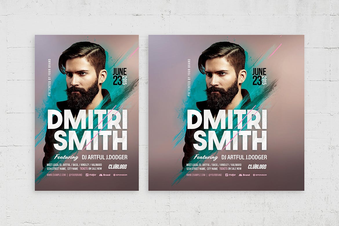 电音DJ派对传单设计 Electro DJ Party Flyer Template 设计素材 sucaiwan.com