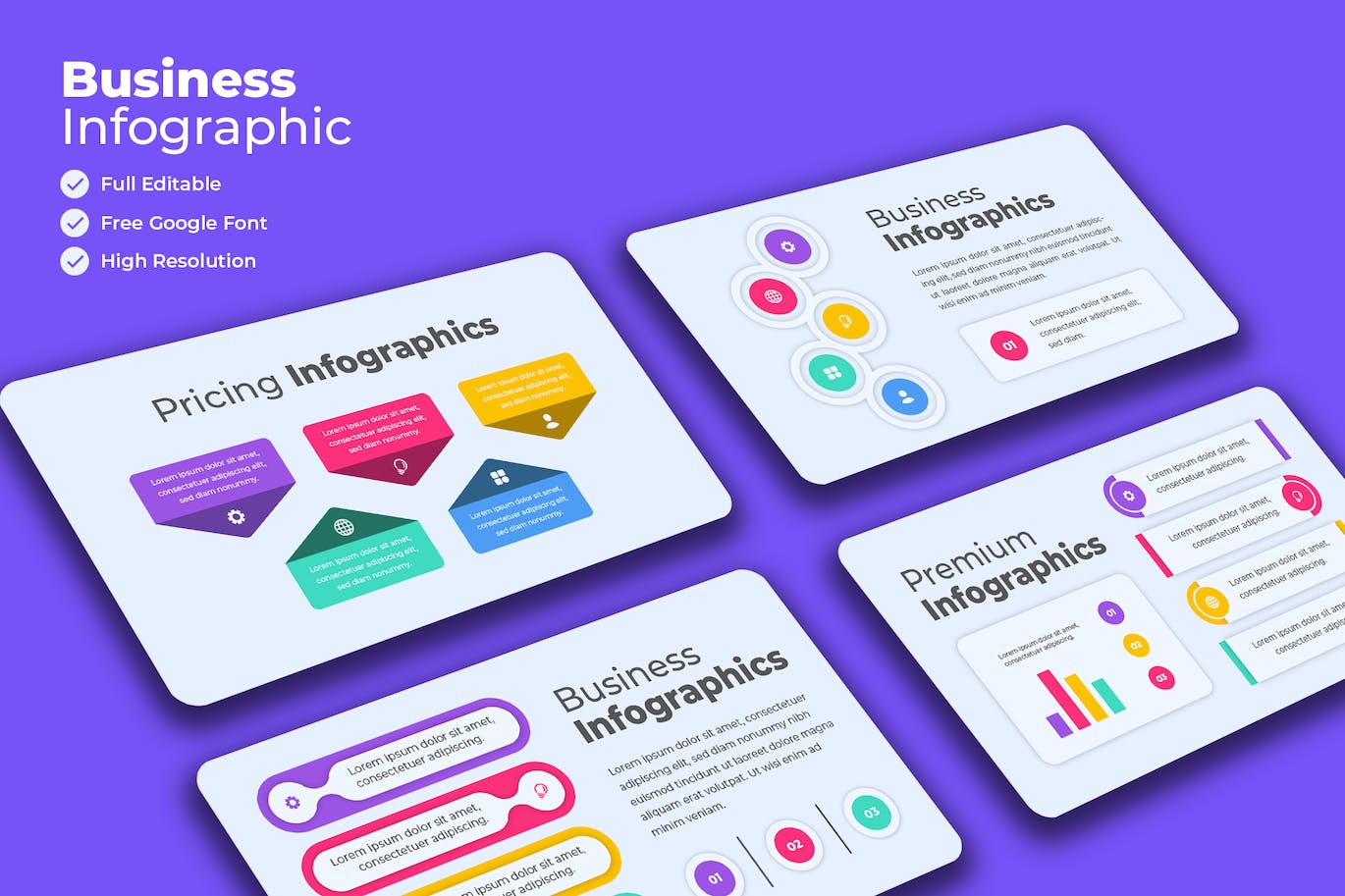 描述介绍信息数据图表设计素材 Rundown Business Infographics 幻灯图表 sucaiwan.com