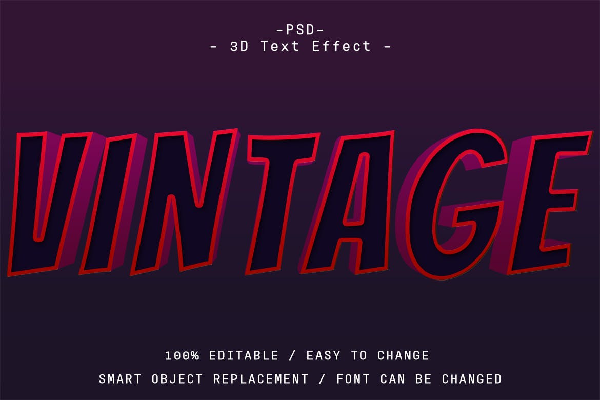复古3D图层样式文字效果 6 Psd Vintage 3d Text Effect 插件预设 sucaiwan.com