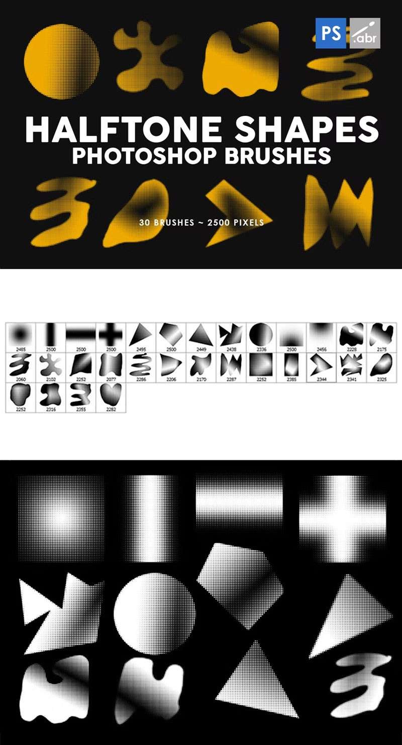 105个半色调纹理图案PS笔刷 笔刷资源 sucaiwan.com