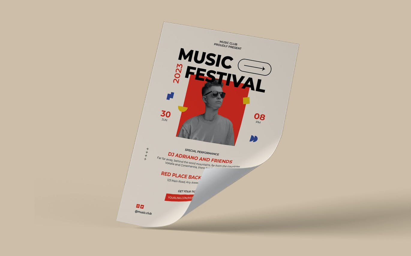 现代音乐节传单模板 Modern Music Festival Flyer Template 设计素材 sucaiwan.com