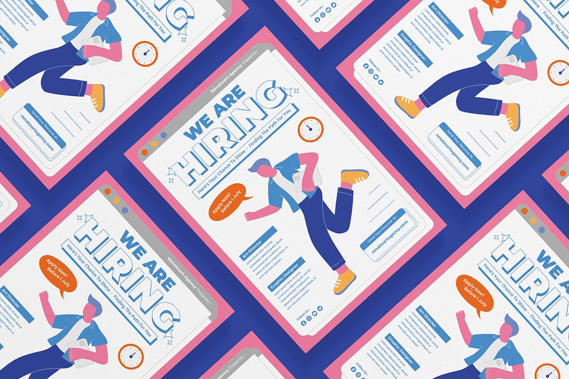 招聘员工海报模板 We Are Hiring Flyer 设计素材 sucaiwan.com