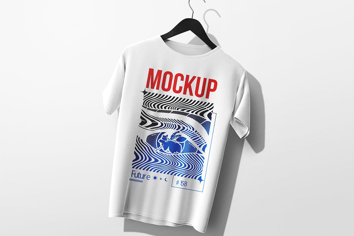 晾挂宽松T恤设计样机 Hanging Basic T-Shirt Mockup 样机素材 sucaiwan.com