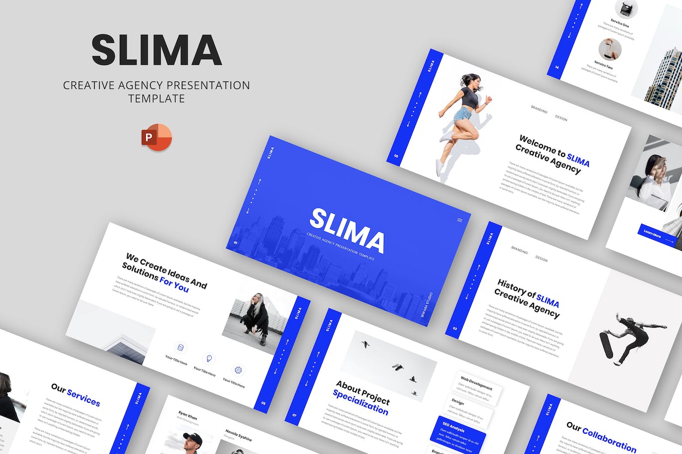 创意机构Powerpoint模板下载 SLIMA – Creative Agency Powerpoint Template 幻灯图表 sucaiwan.com