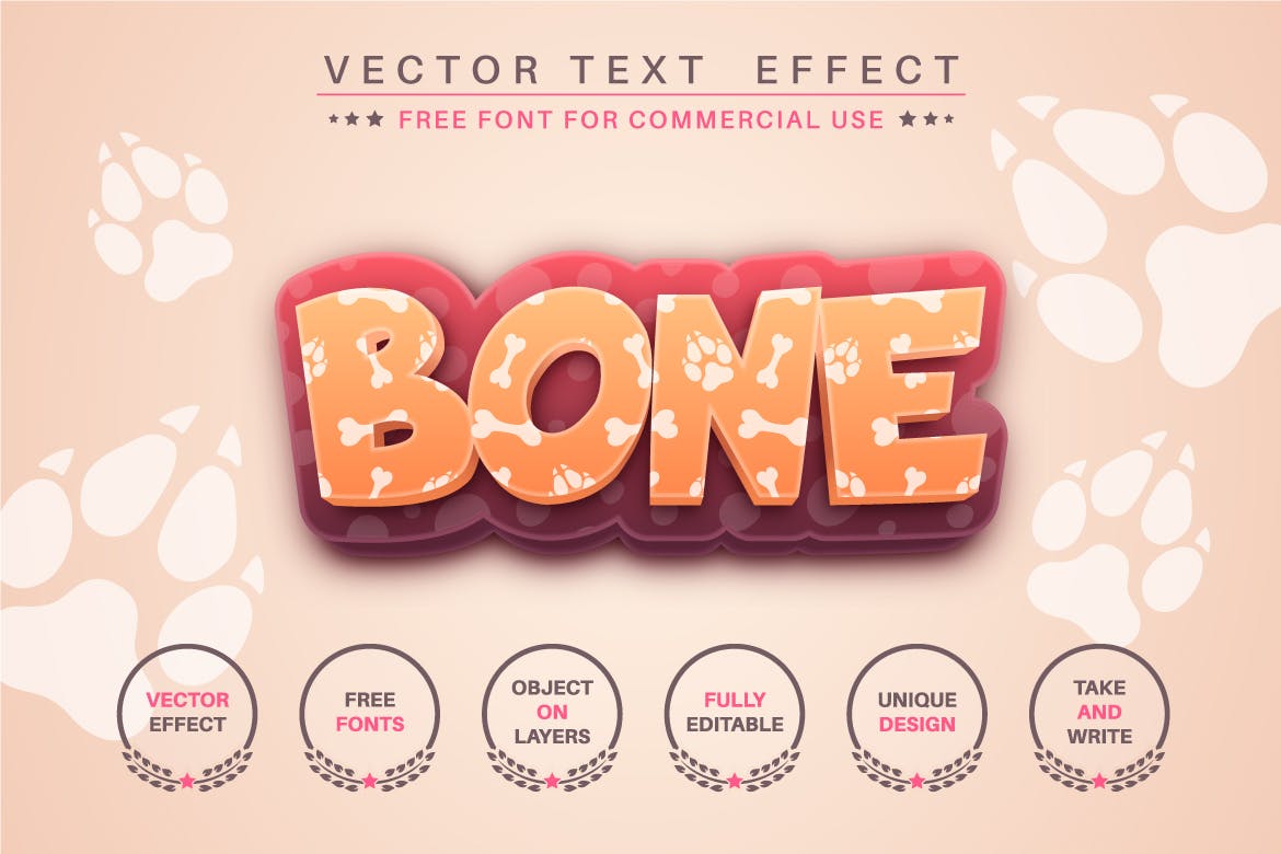 狗骨头脚印文字效果字体样式矢量素材 Big Dog – editable text effect, font style 图片素材 sucaiwan.com