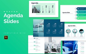 商业议程信息图表设计AI矢量模板 Business Agenda Illustrator Infographics