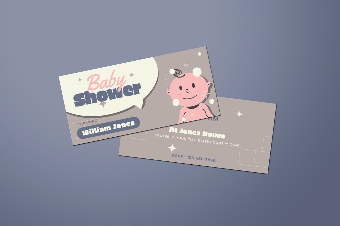 婴孩派对DL传单设计模板 Baby Shower DL Flyer 设计素材 sucaiwan.com