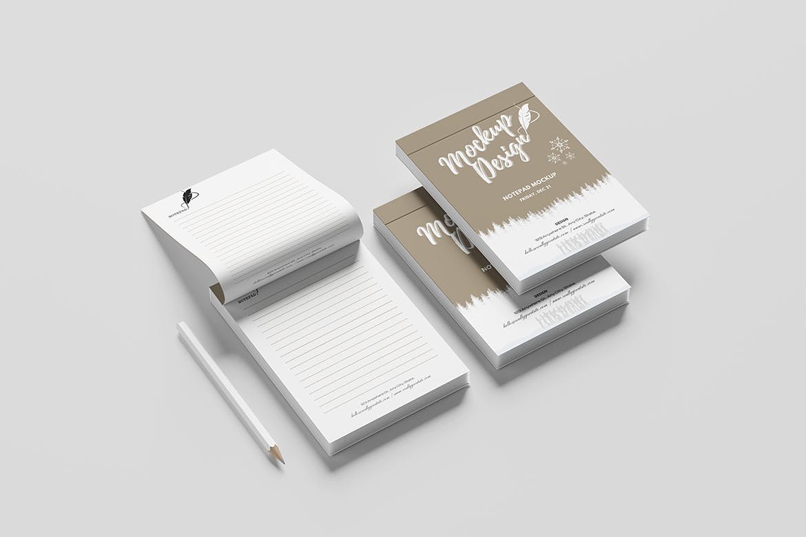A6尺寸记事本开页效果图样机 Notepad A6 Open Mockup 样机素材 sucaiwan.com