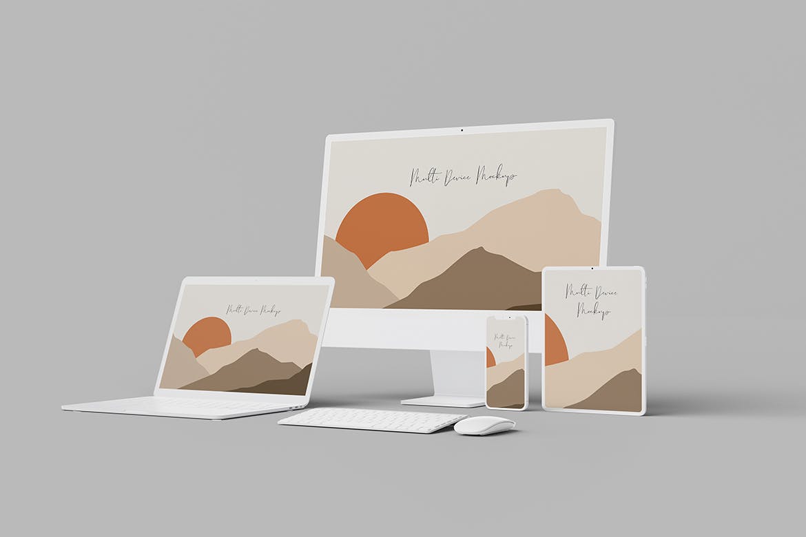 多设备响应式屏幕粘土样机v2 Multi Device Clay Mockup V.2 样机素材 sucaiwan.com