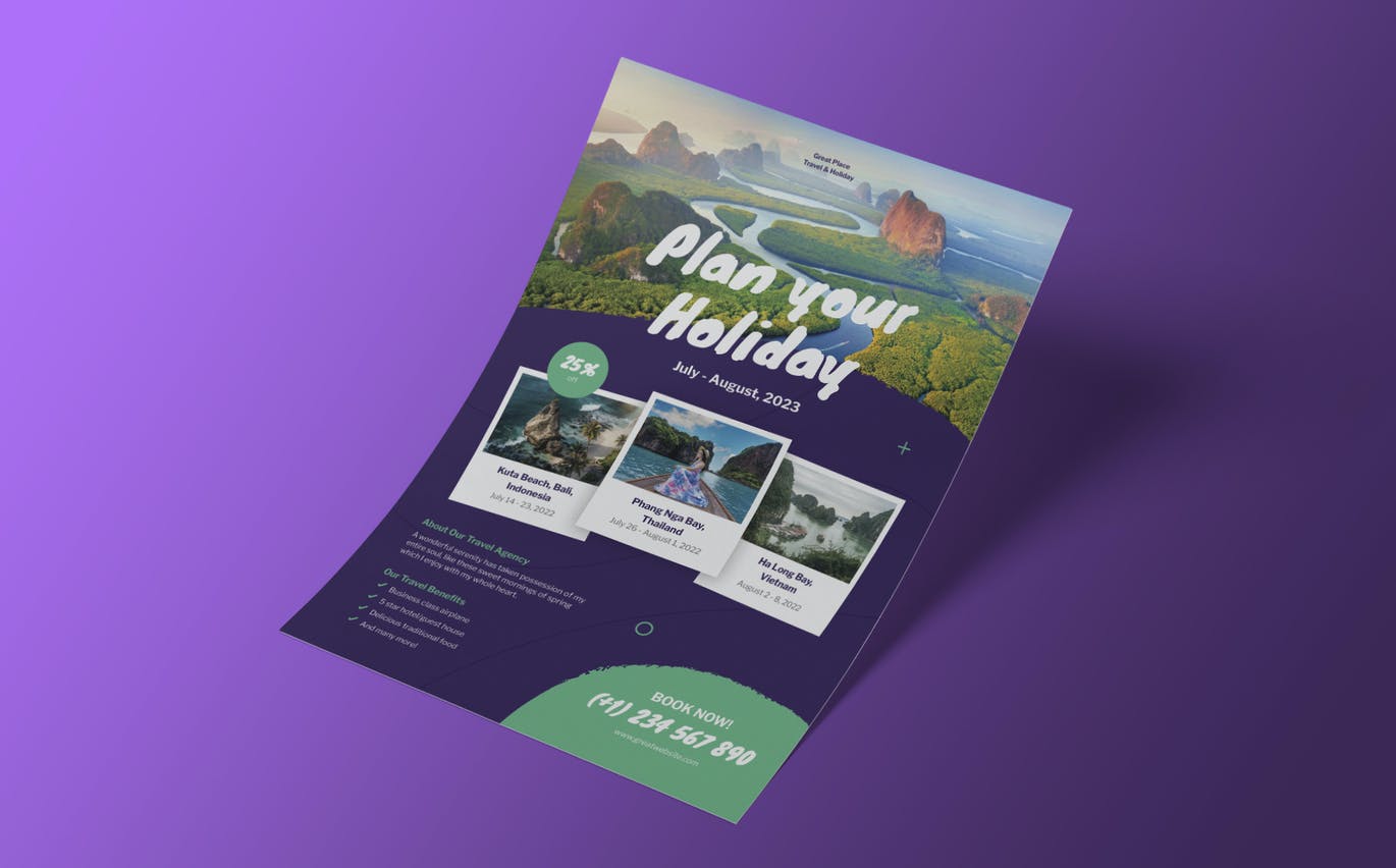 假日旅游海报设计模板 Holiday Travel Flyer Template 设计素材 sucaiwan.com