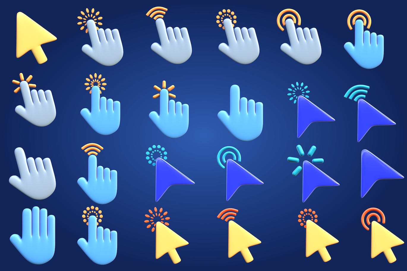 3D鼠标光标图标 3D Cursor Icon 图标素材 sucaiwan.com