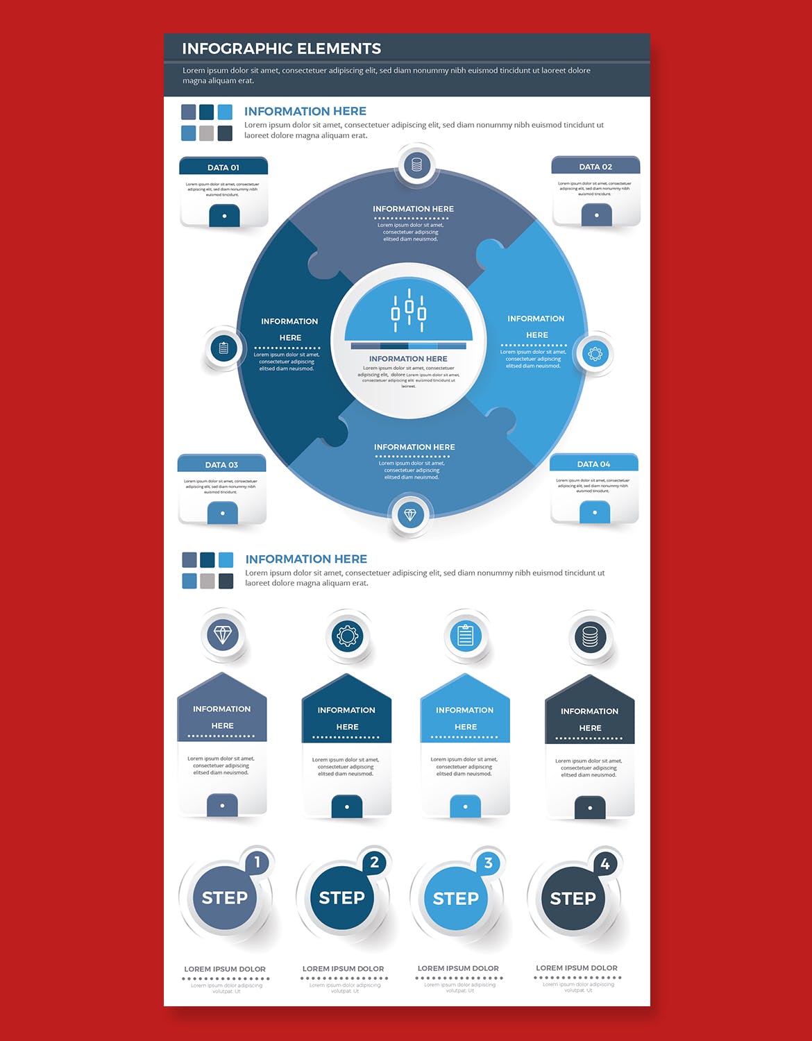 流程步骤图表元素设计素材 Infographic Elements 幻灯图表 sucaiwan.com