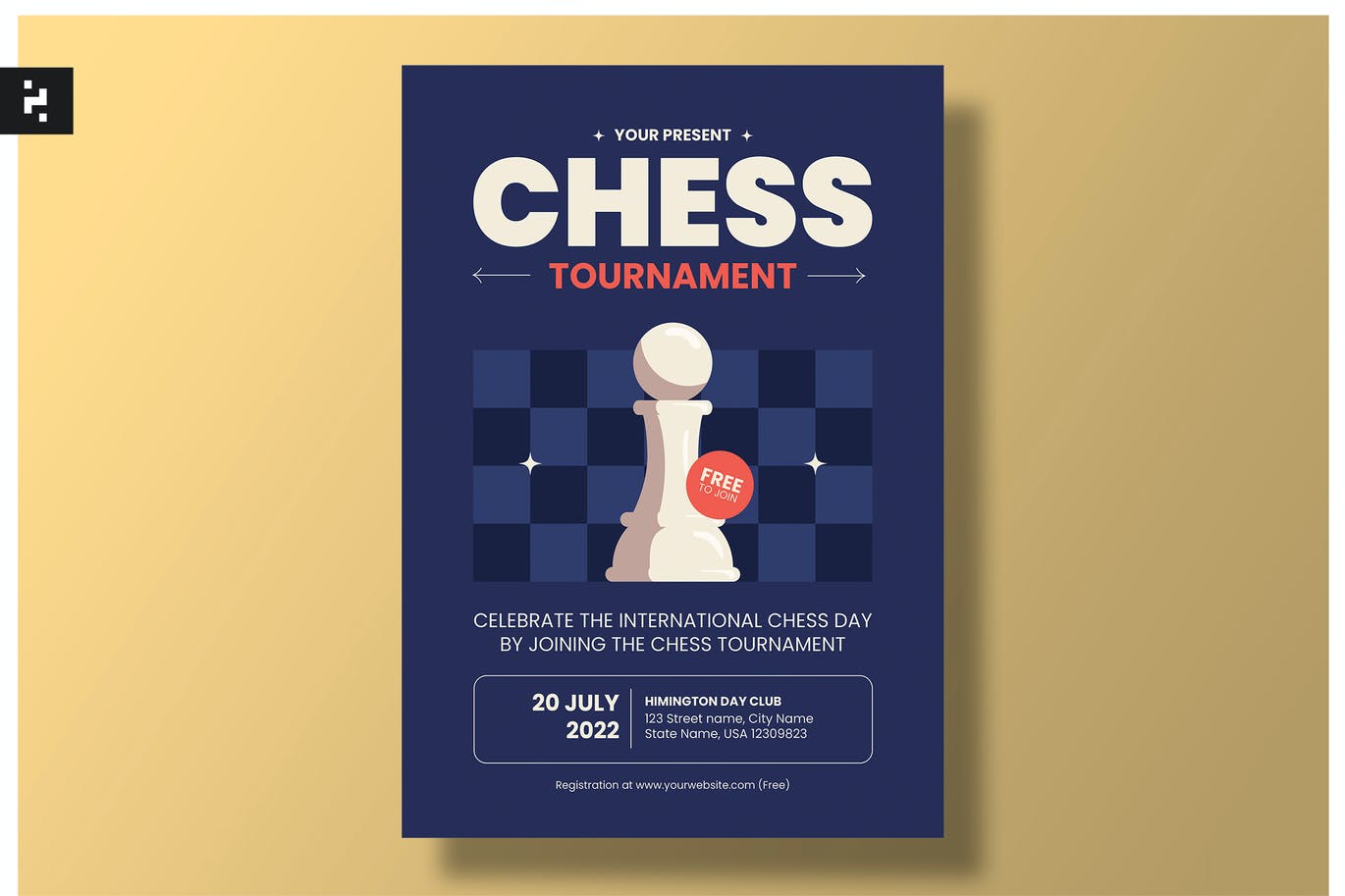 国际象棋比赛海报模板下载 Chess Tournament Flyer Template 设计素材 sucaiwan.com