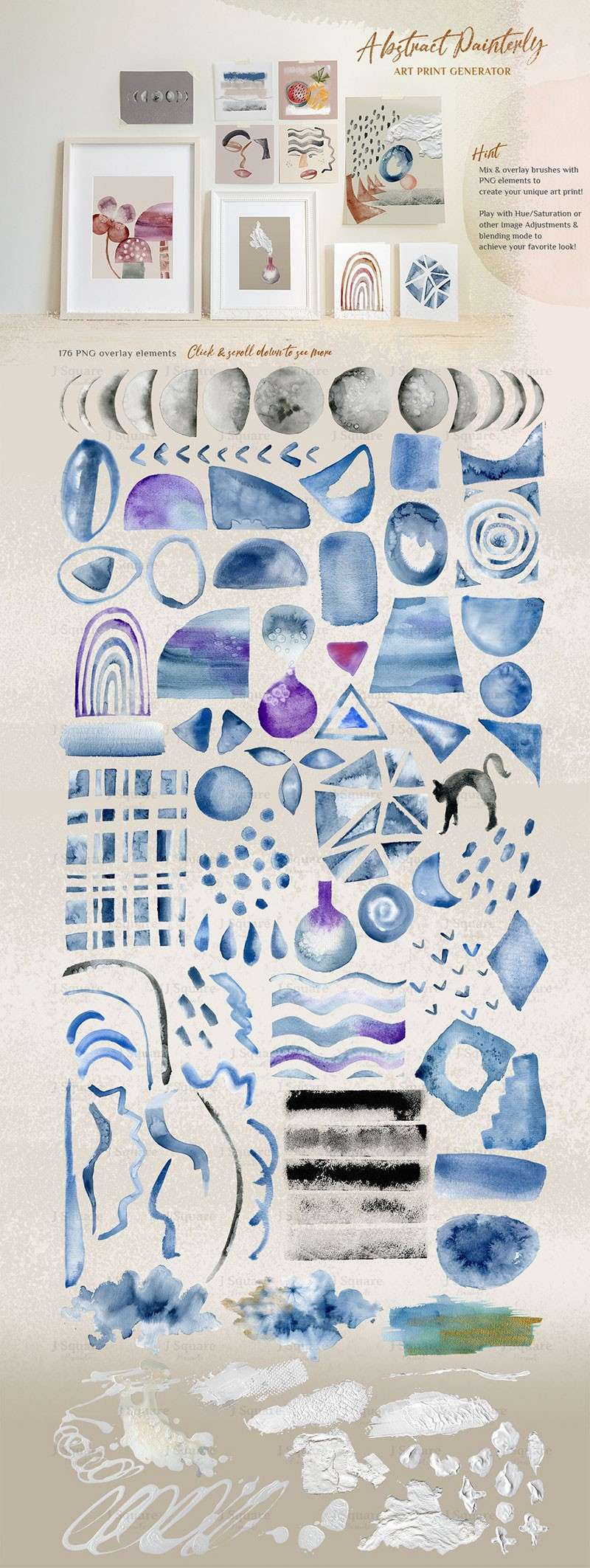 Photoshop抽象水彩艺术画笔套装 笔刷资源 sucaiwan.com