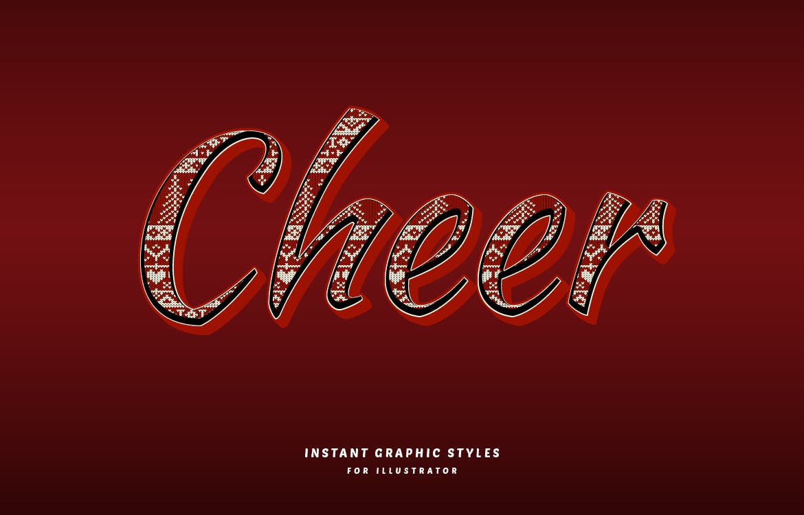 圣诞主题矢量文本效果 Christmas Text Effects Illustrator 插件预设 sucaiwan.com