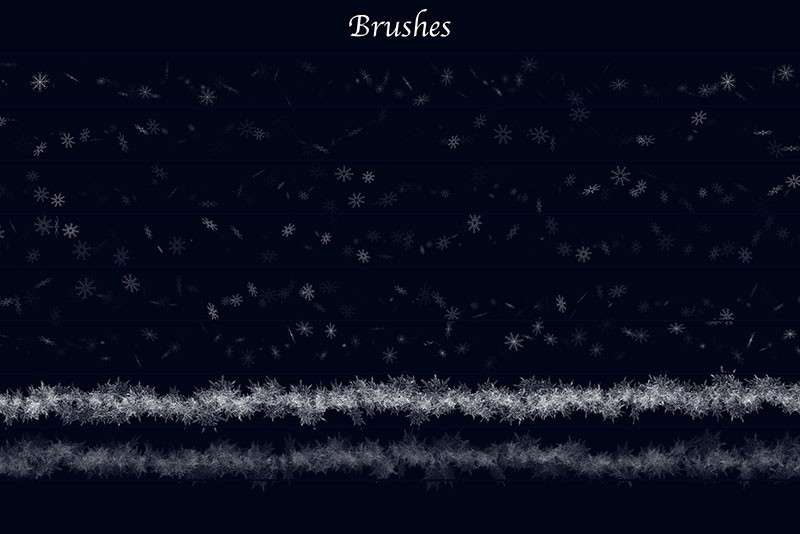 Photoshop雪花冰花笔刷和图案套装 笔刷资源 sucaiwan.com