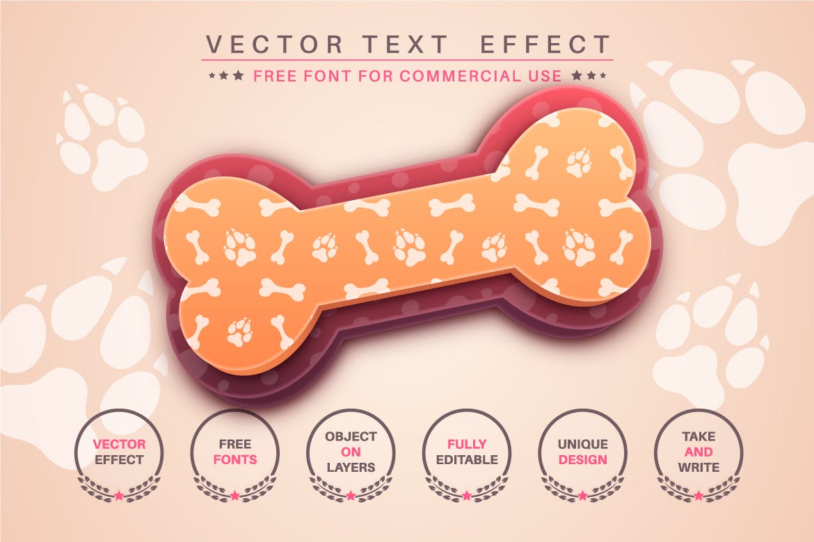 狗骨头脚印文字效果字体样式矢量素材 Big Dog – editable text effect, font style 图片素材 sucaiwan.com