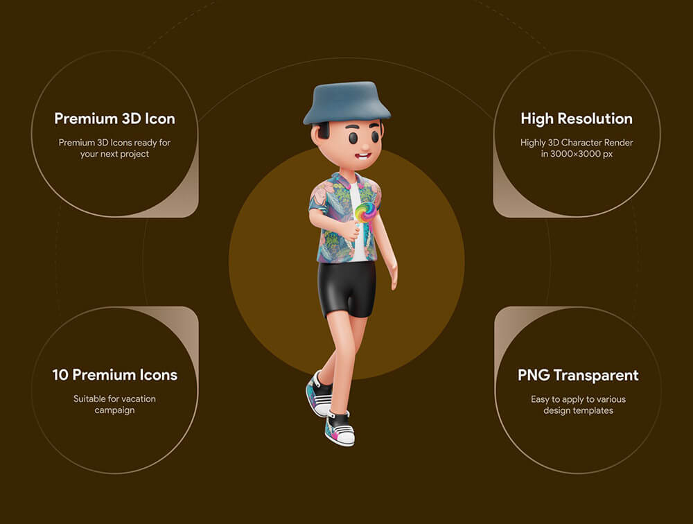 暑假假期3D人物插画素材 图片素材 sucaiwan.com