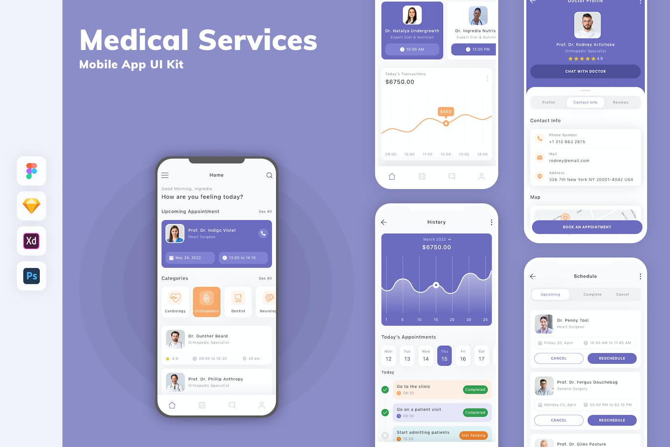 医疗服务App移动应用设计UI工具包 Medical Services Mobile App UI Kit APP UI sucaiwan.com