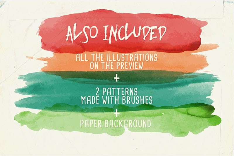 94个水彩矢量艺术AI画笔 笔刷资源 sucaiwan.com