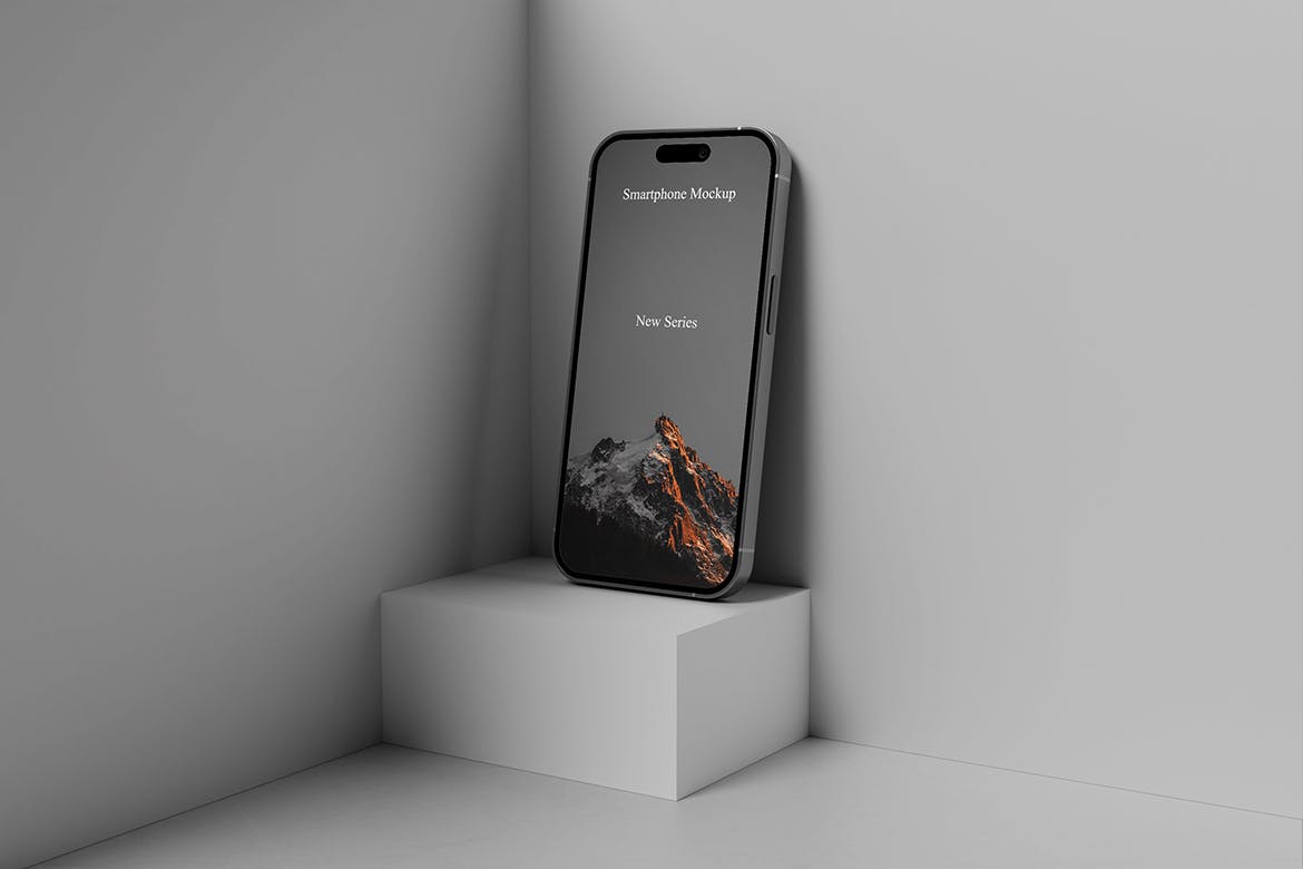 透视图角落iPhone14手机样机 Perspective View iPhone 14 Mockup 样机素材 sucaiwan.com