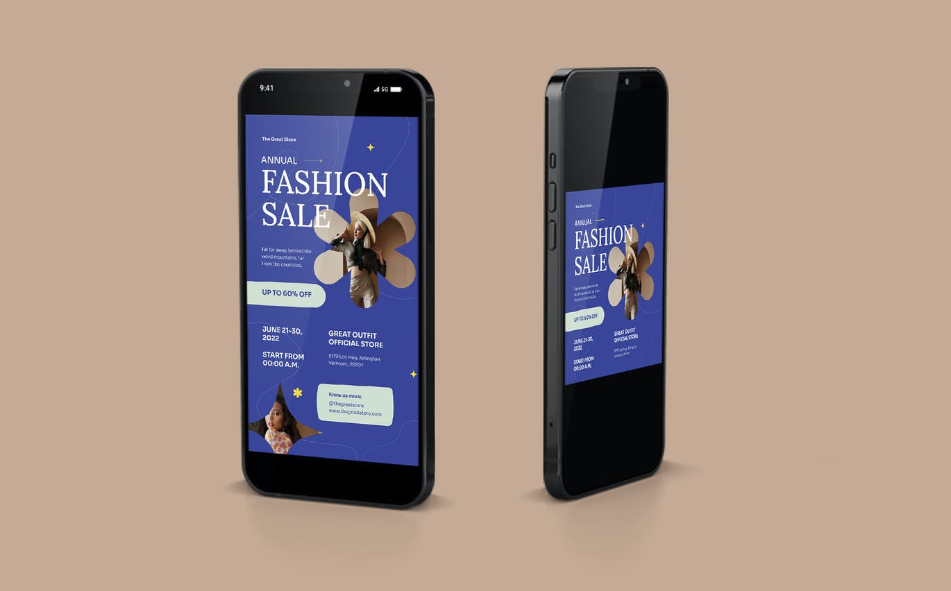 复古时尚促销传单模板 Retro Fashion Sale Flyer 设计素材 sucaiwan.com