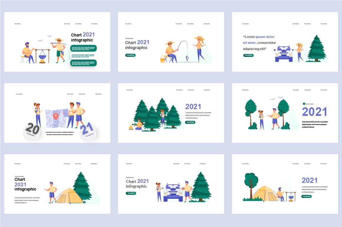 娱乐活动扁平插画数据可视化PPT动画幻灯片模板 Recreation Flat Illustration Powerpoint Template 幻灯图表 sucaiwan.com