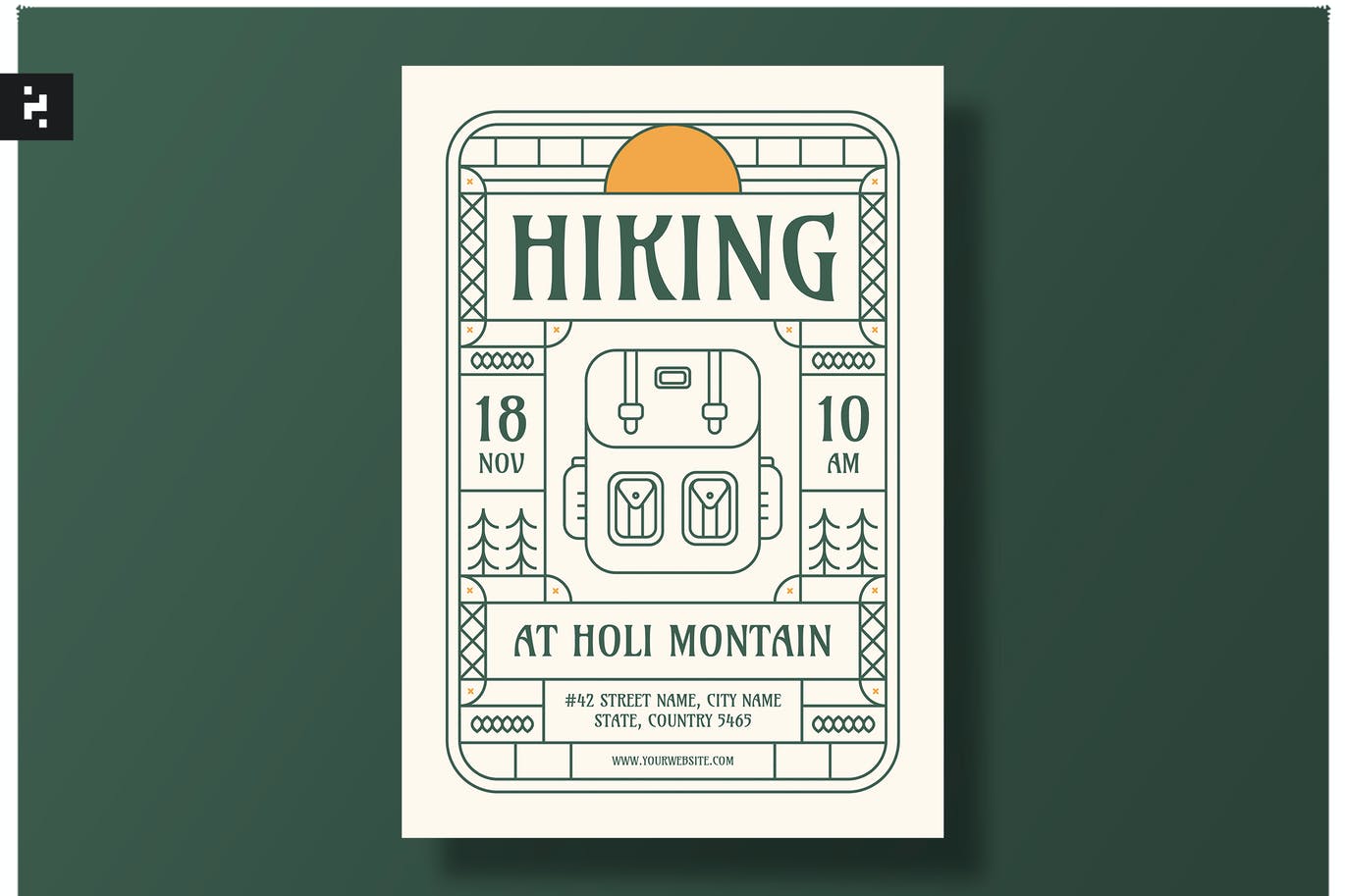 徒步旅行传单模板下载 Hiking Flyer Template 设计素材 sucaiwan.com