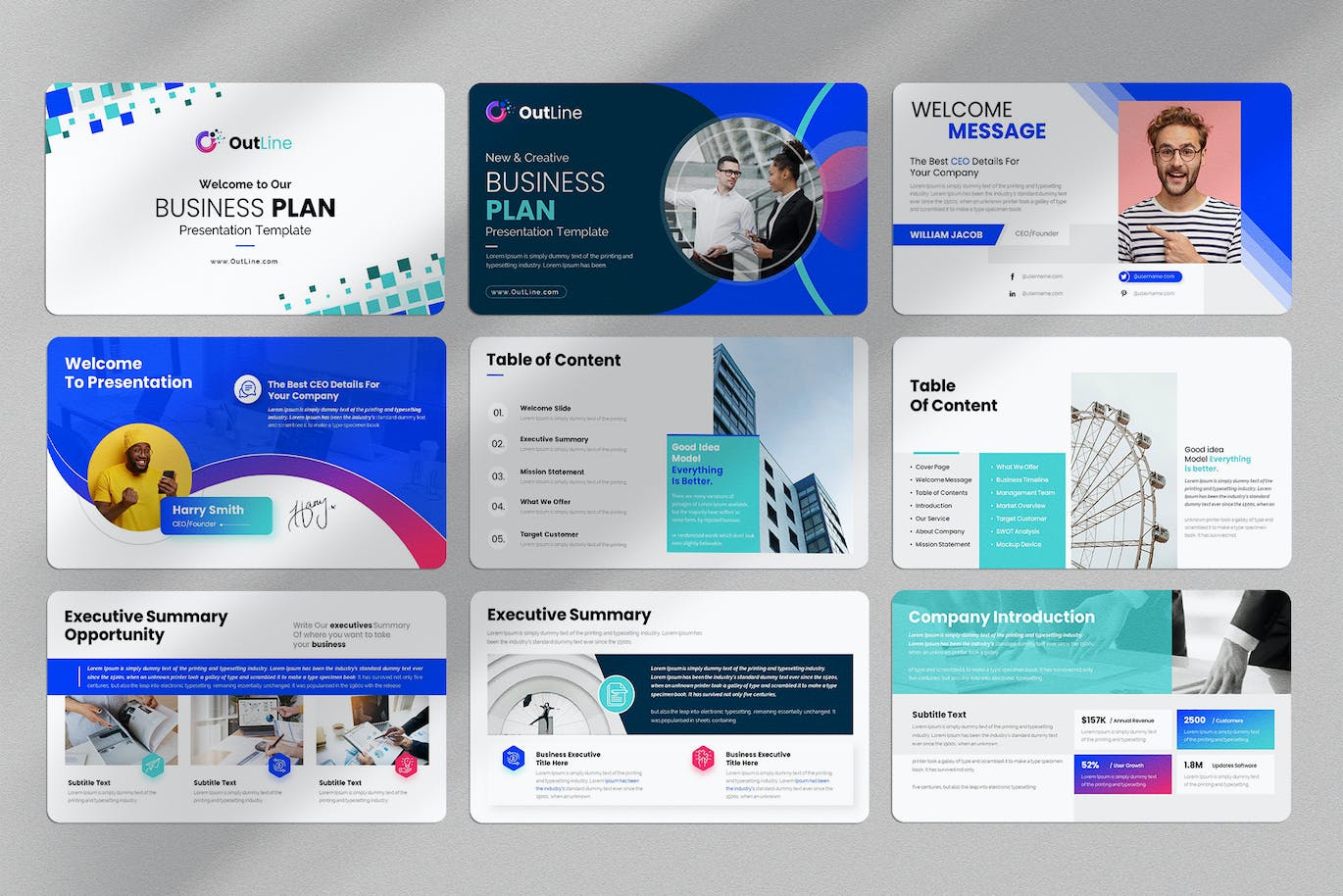 商业计划方案谷歌幻灯片演示文稿模板 Business Plan Google Slides Presentation Template 幻灯图表 sucaiwan.com