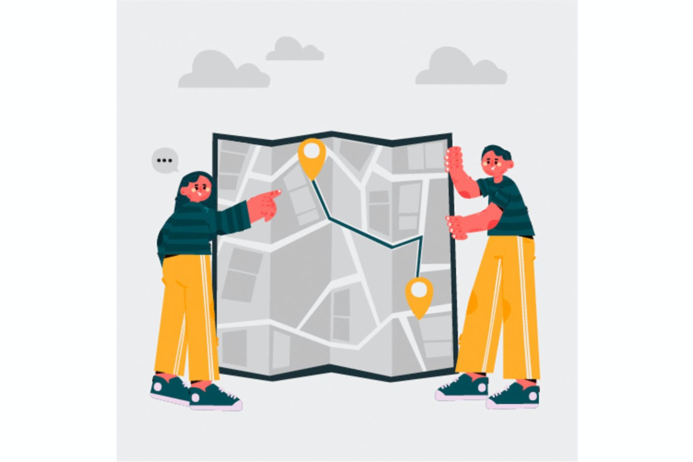 纸质地图概念插画 Paper Map Concept Illustration 图片素材 sucaiwan.com