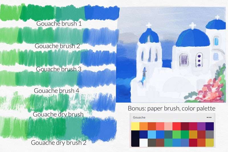 7个水粉纹理Procreate笔刷 笔刷资源 sucaiwan.com