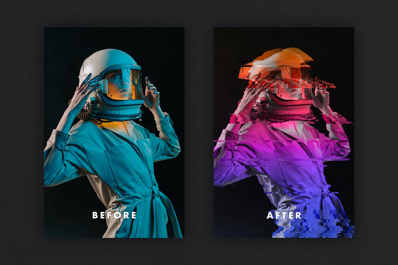 渐变故障失真效果海报模板 Gradient Glitch Effect for Posters 插件预设 sucaiwan.com